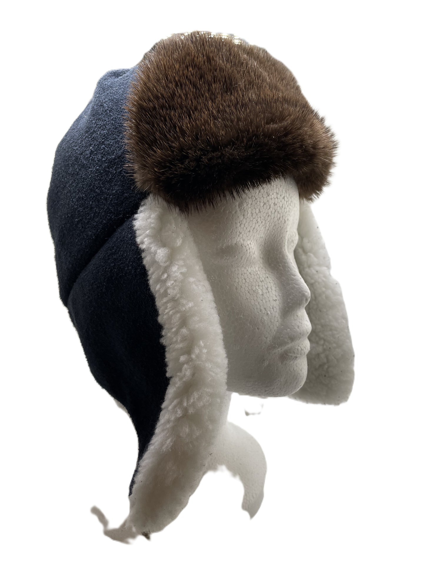TRAPPER HAT WITH SHEARED BEAVER FUR
