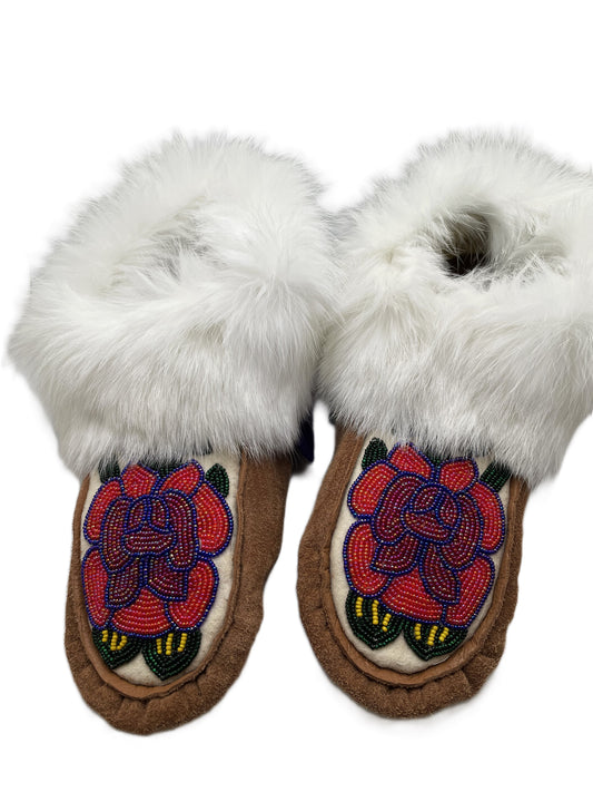 Moosehide Red Beaded Slippers