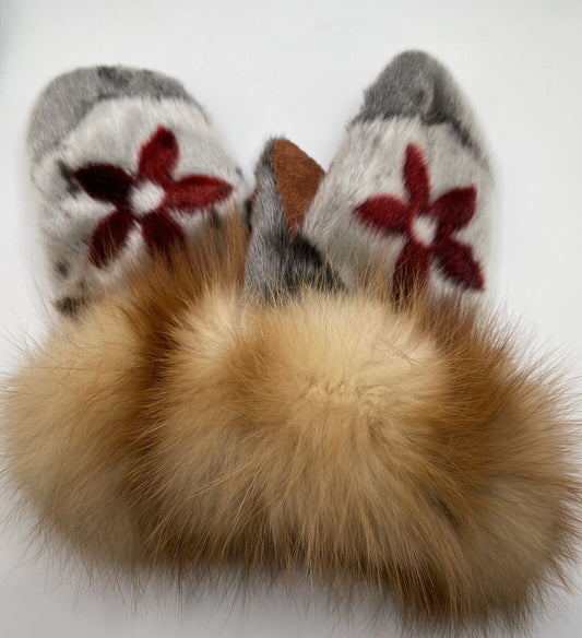 Sealskin/Red Fox Cuff Mittens