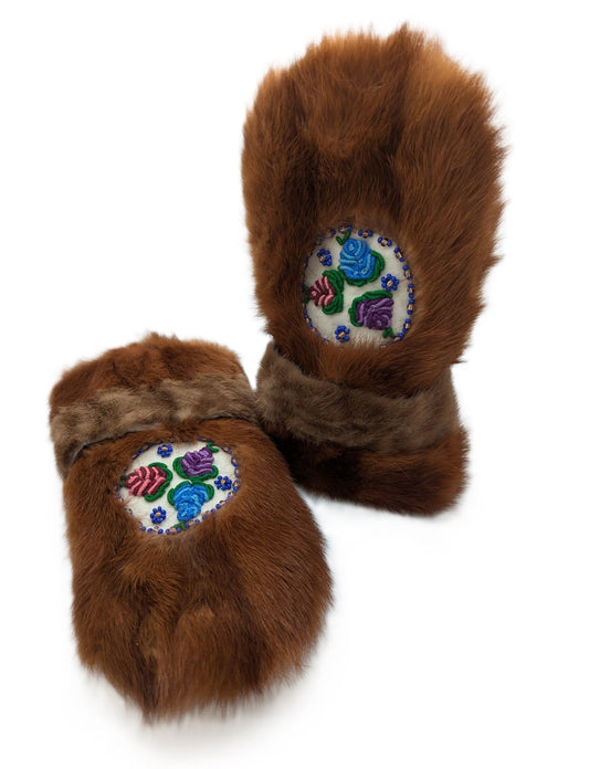 Ladies Brown Fox Mitts