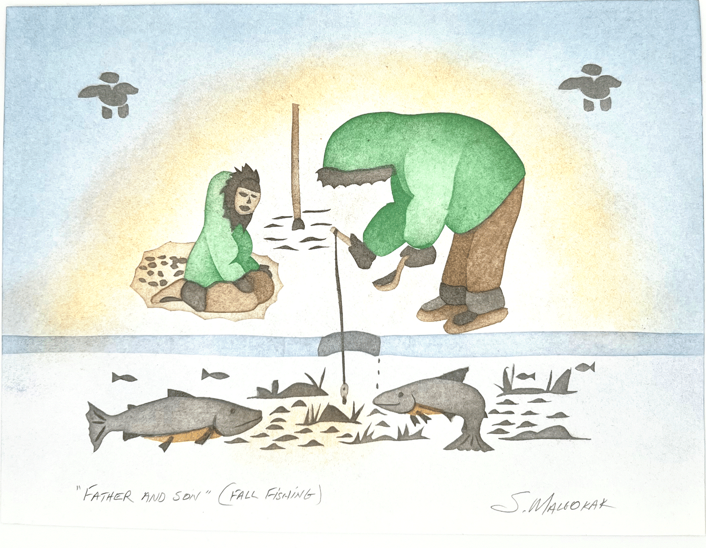 Father and Son (Fall Fishing) Print - Susie Malgokak