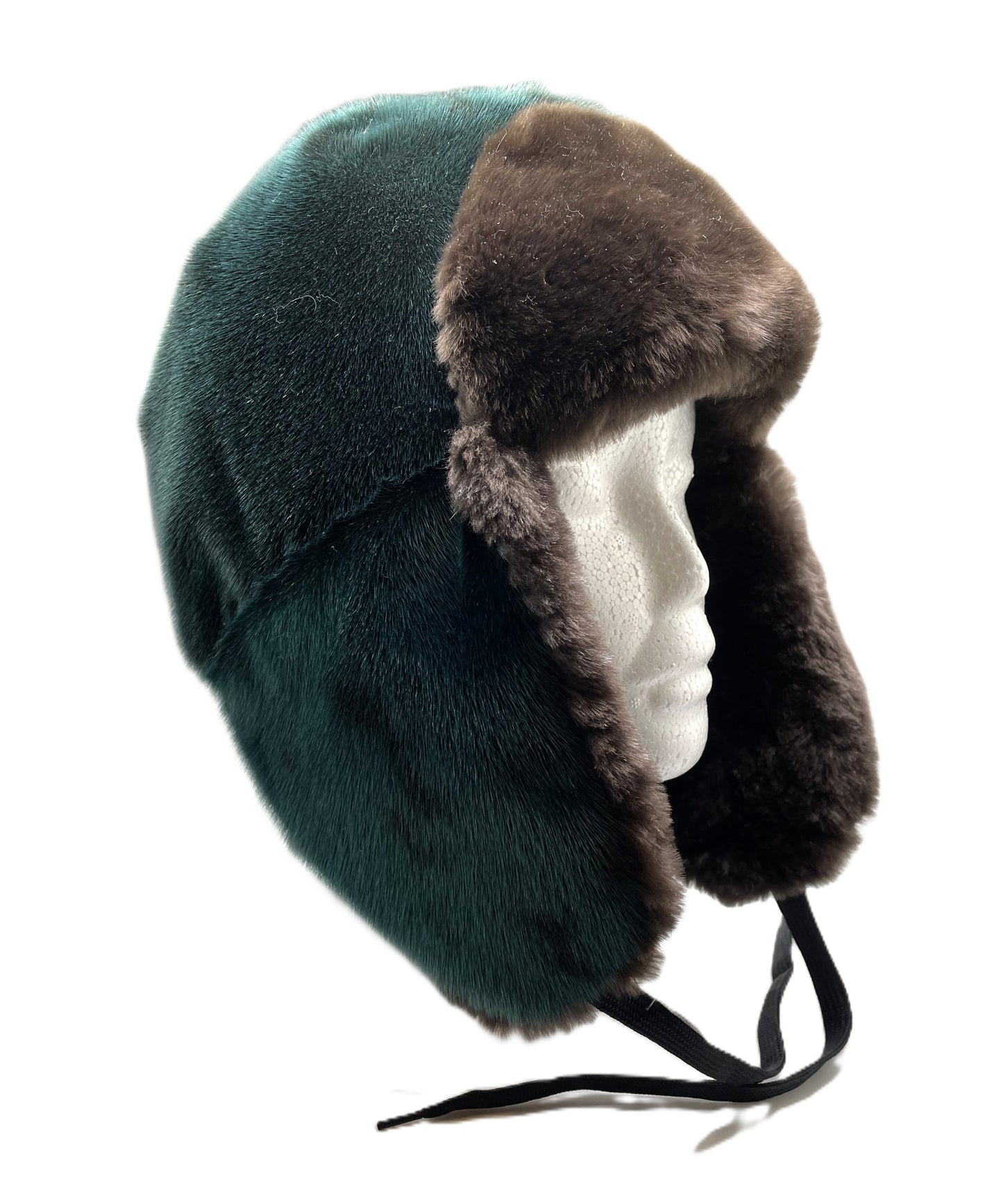 GREEN SEALSKIN TRAPPER HAT