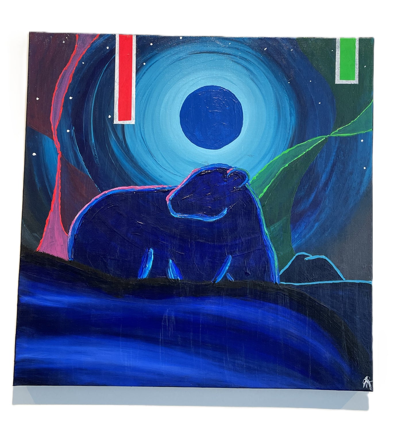 LUNAR POLAR BEAR ACRYLIC PAINTING