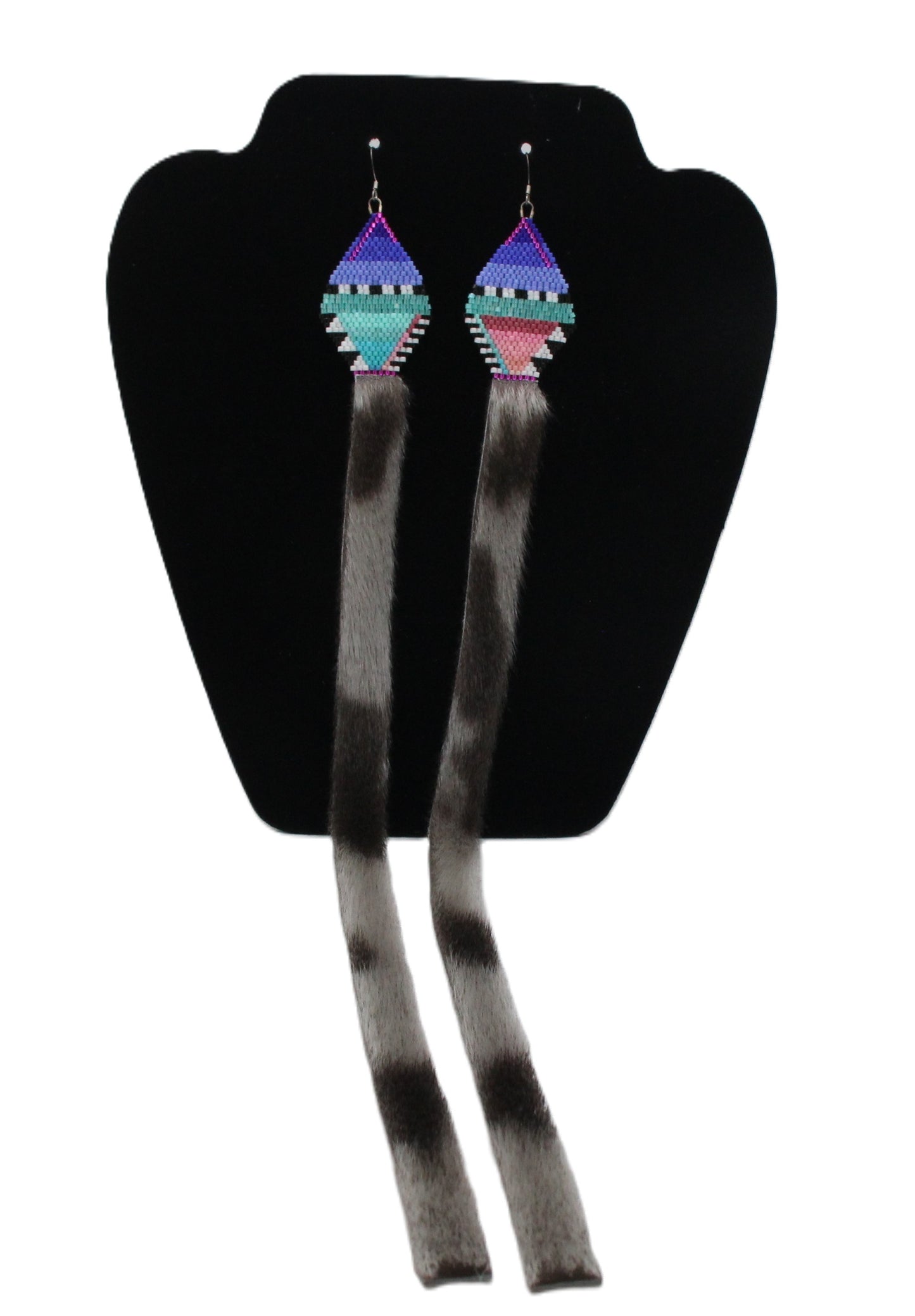 Beaded Signature Diamond Series with Harp Sealskin Earrings