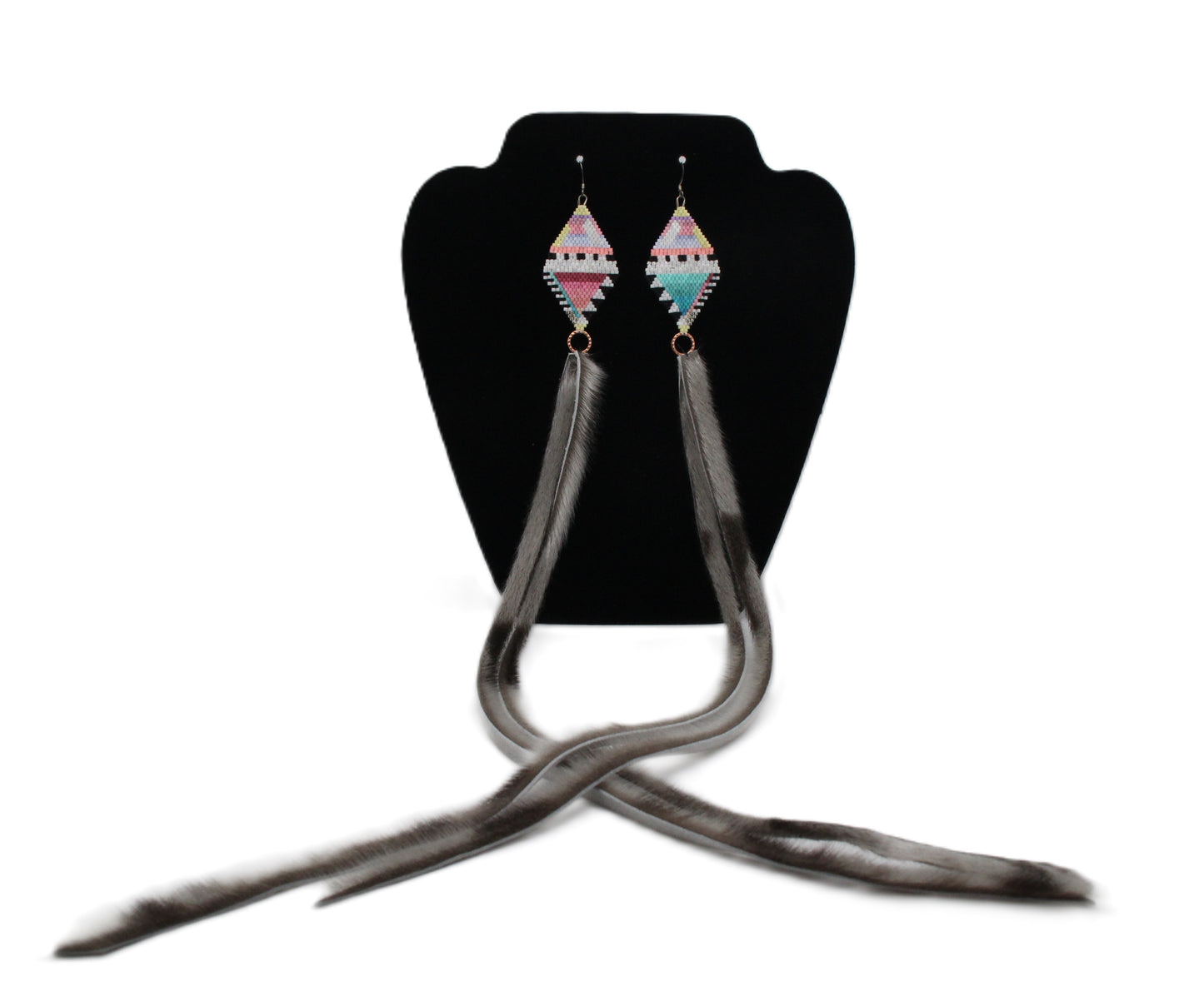 Beaded Signature Diamond Series with Harp Sealskin Earrings