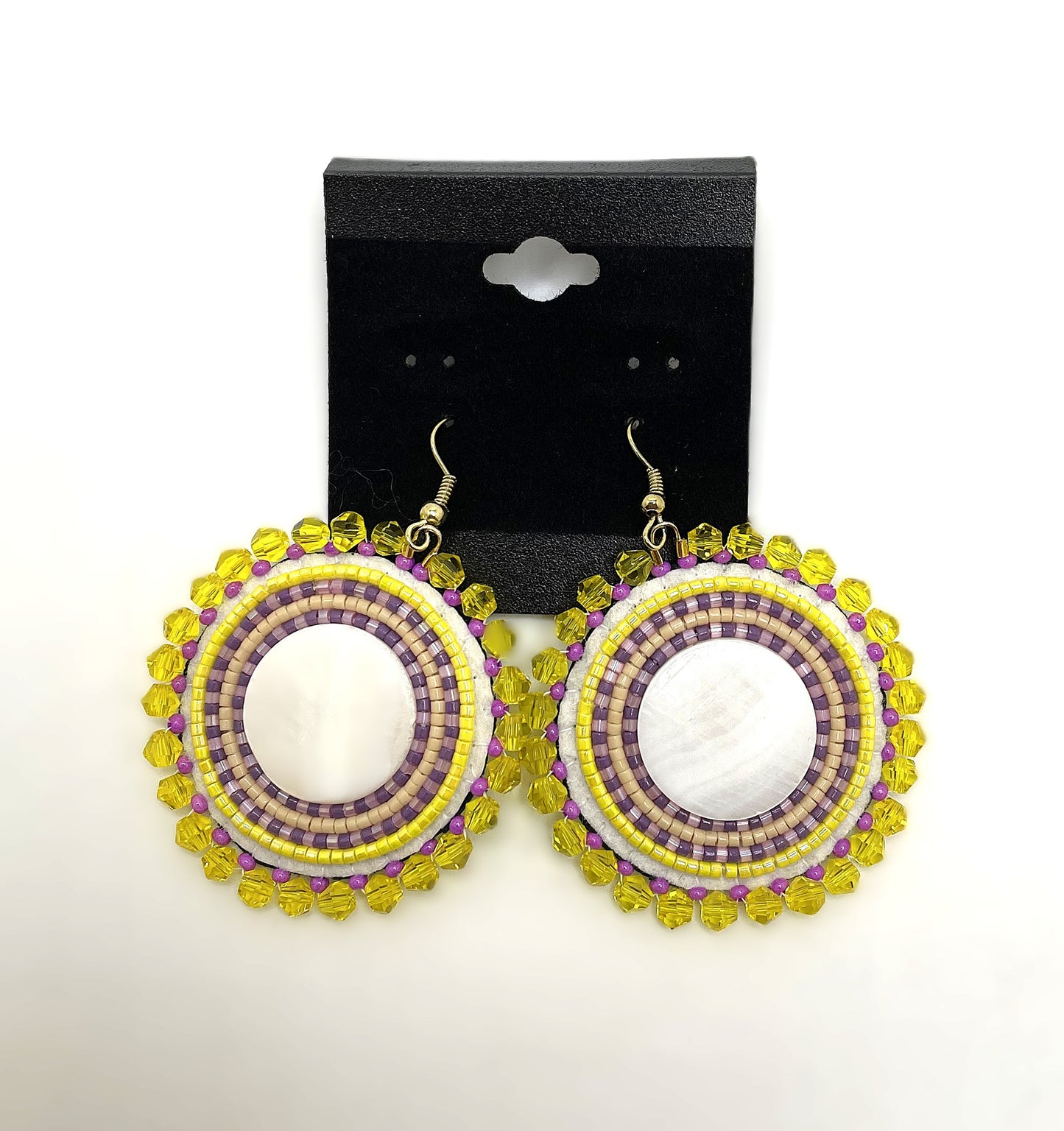 HAND BEADED ROUND EARRINGS