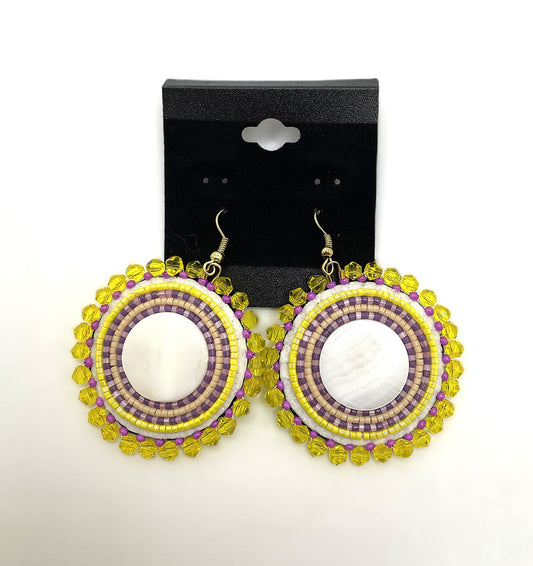 HAND BEADED ROUND EARRINGS
