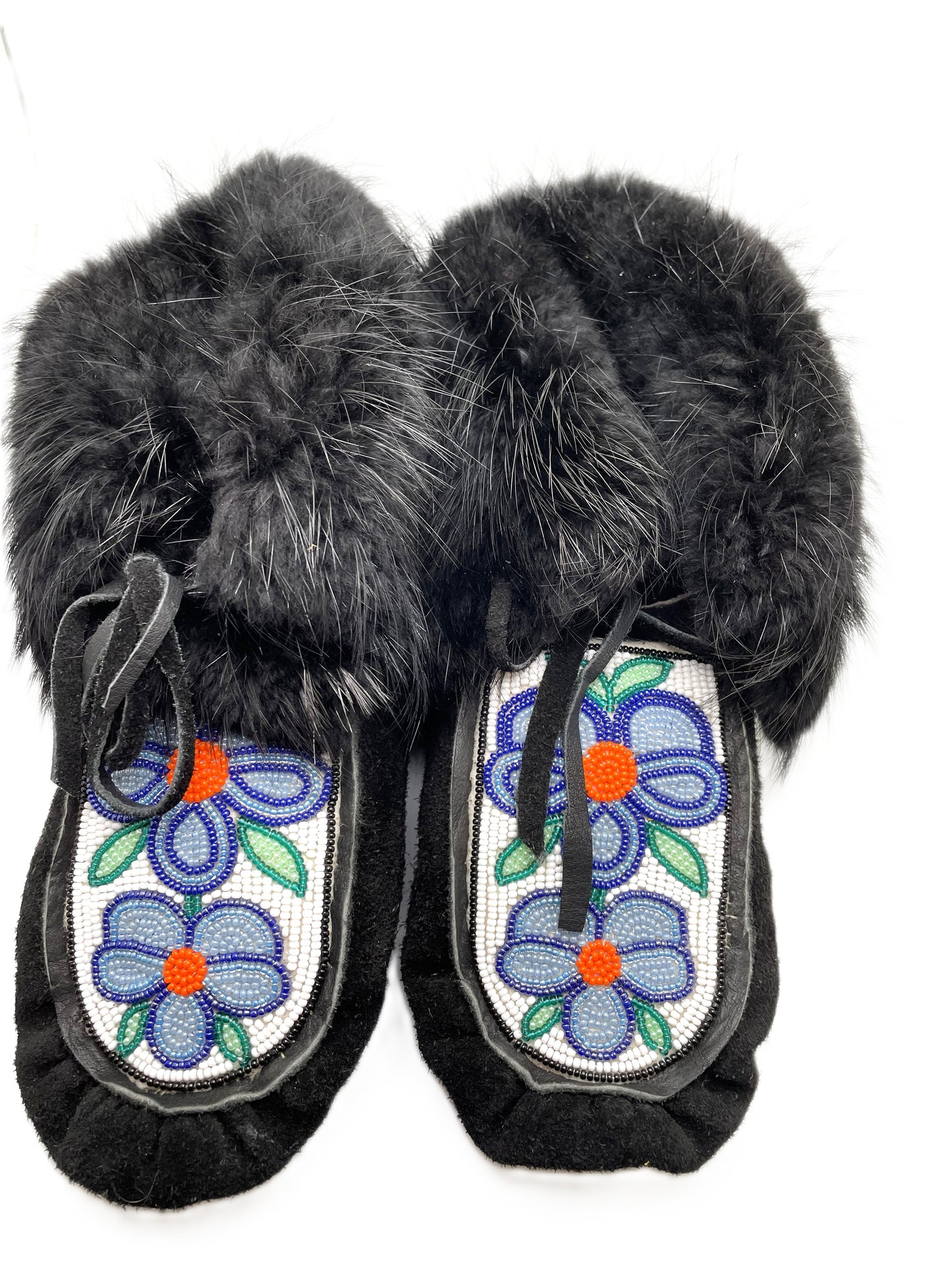 BLACK FOX FUR SLIPPERS