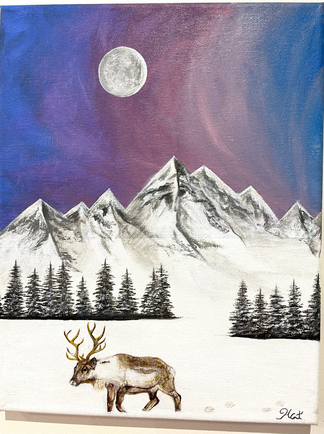 Caribou Under Moon Sky