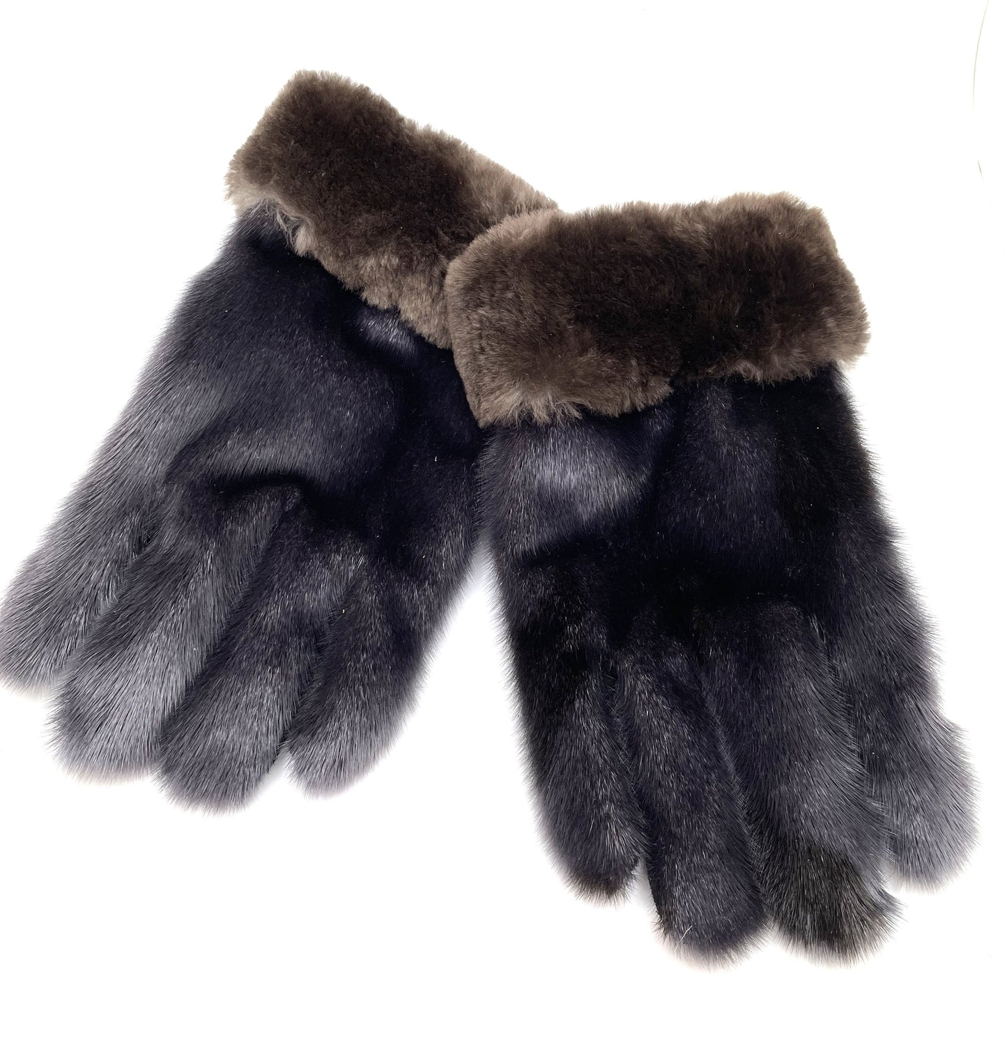 Brown/Grey Harp Sealskin Gloves with Otter Cuffs