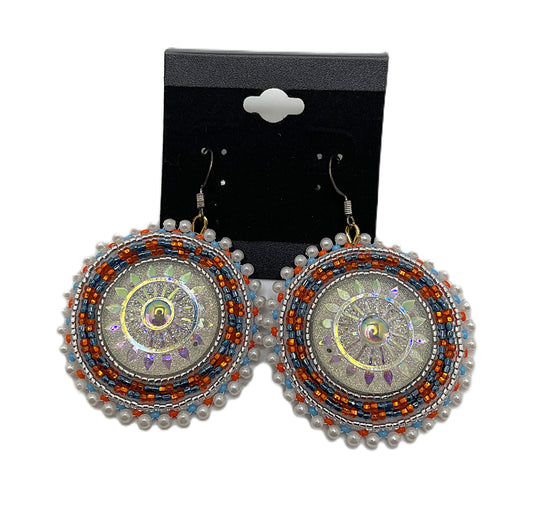 HAND BEADED ROUND EARRINGS